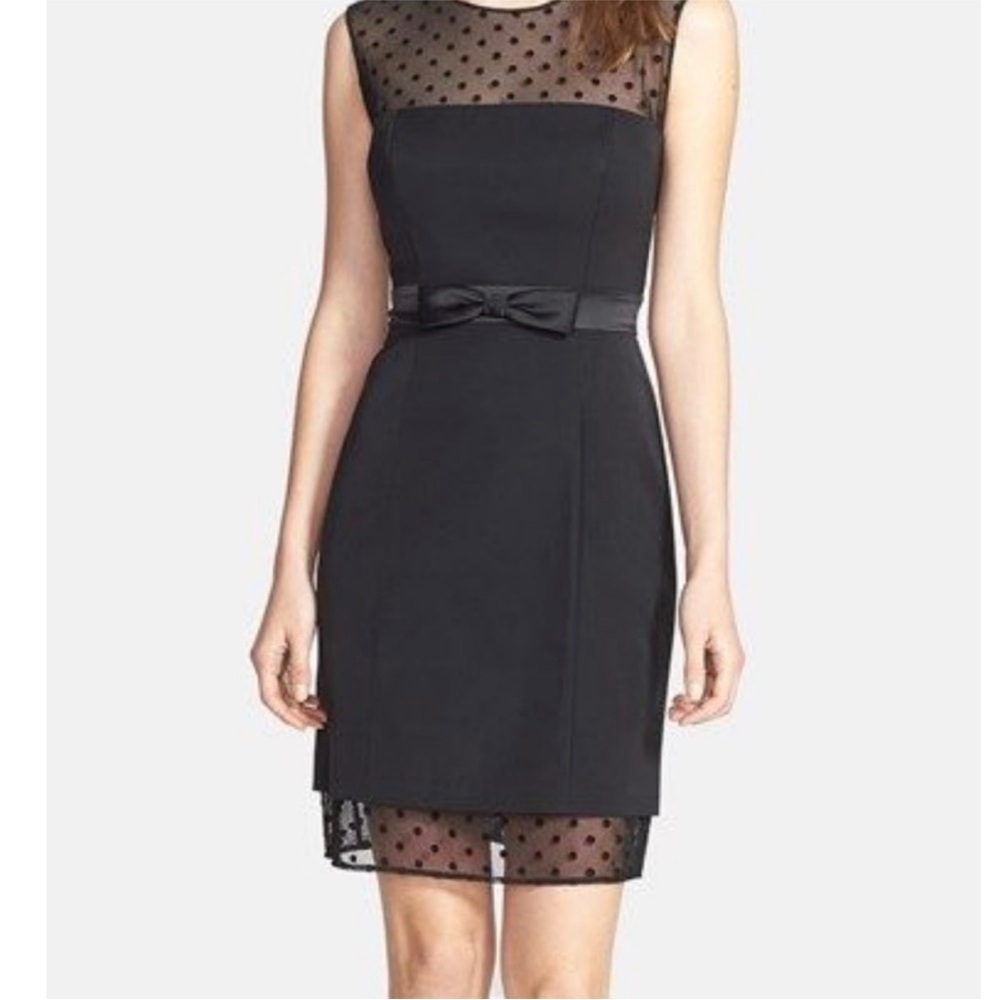 Aidan by Aidan Mattox Polka Dot Neckline Little Black Dress‎ – Black | Size 0